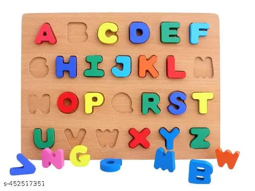 Wooden Alphabet Puzzle Toys, ABC Letter & Number Puzzle for Toddlers 18+ Months Old, Preschool Learning Toys for Kids, Educational Name Puzzle Gift for Boys and Girls (Alphabet Puzzle)