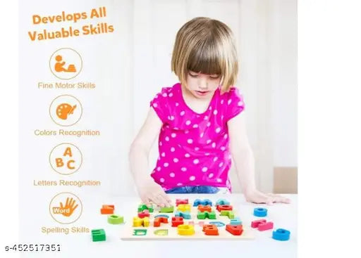 Wooden Alphabet Puzzle Toys, ABC Letter & Number Puzzle for Toddlers 18+ Months Old, Preschool Learning Toys for Kids, Educational Name Puzzle Gift for Boys and Girls (Alphabet Puzzle)